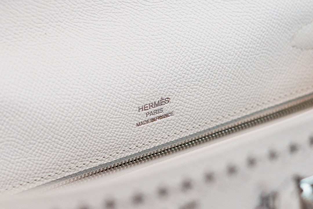 Hermes x Jay Ahr Special Edition custom-embroidering White Kelly 28 Bag Epsom Leather Palladium Hardware