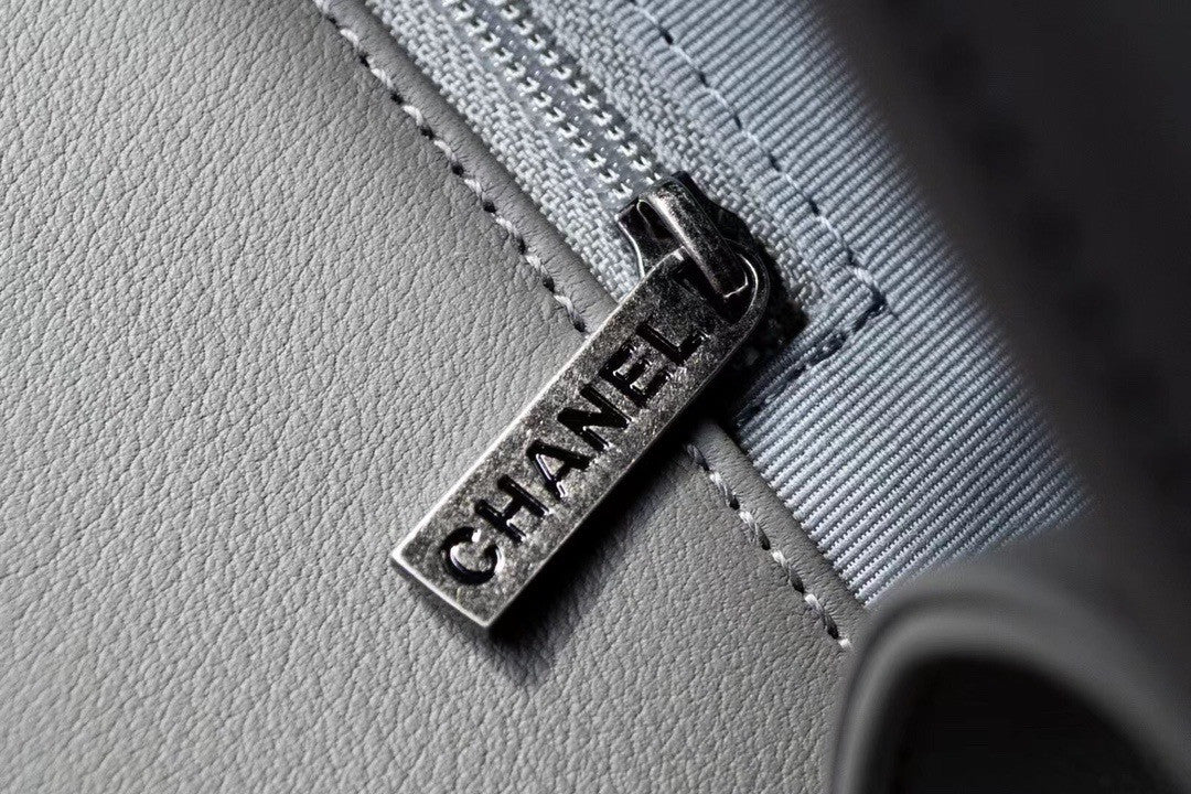 Chanel Grey Medium Chevron Boy Bag 28cm