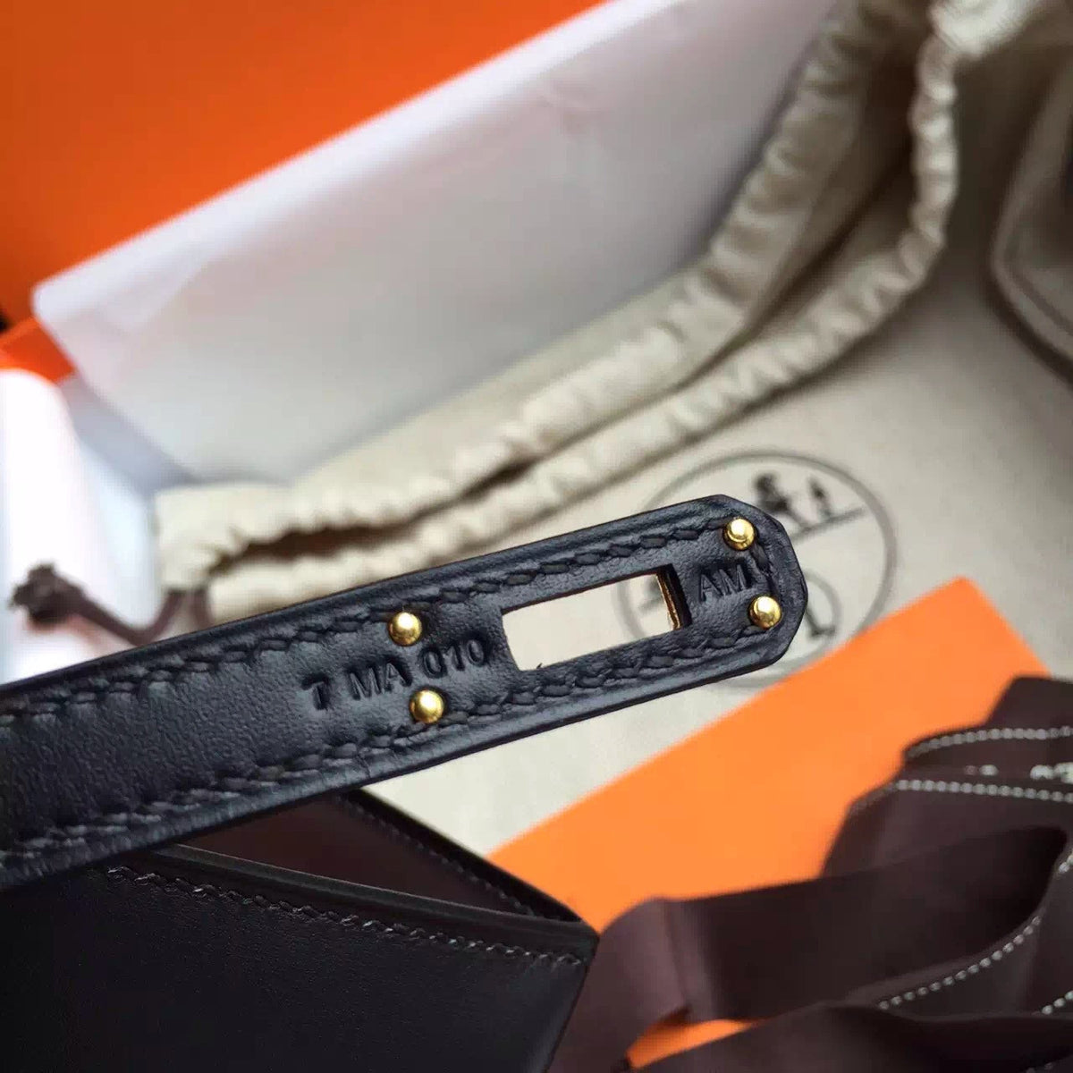 Hermès Black Mini Kelly Pochette Box Calf Leather Gold Hardware