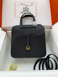 Hermes Halzan 25 Black Clemence Gold Hardware