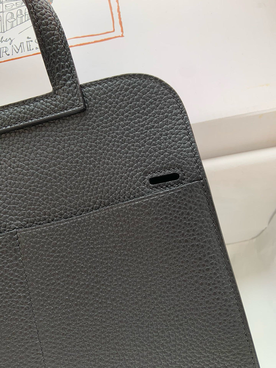 Hermes Halzan 25 Black Clemence Gold Hardware