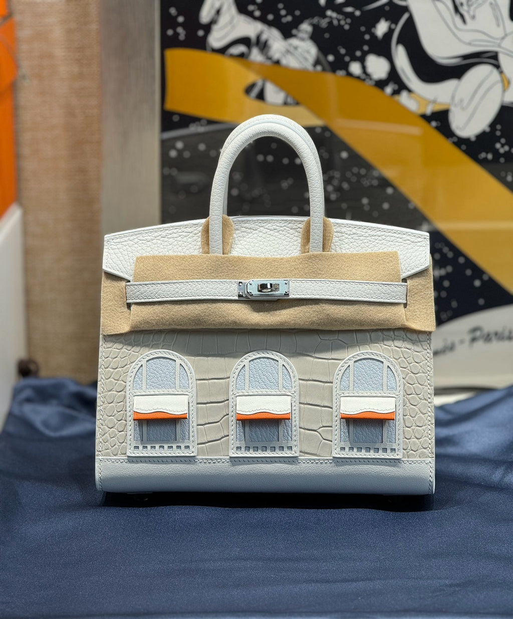 Hermes Limited Edition Birkin 20 Sellier Faubourg White Multicolor Madame, Crocodile, Epsom, Sombrero & Swift Palladium Hardware - 2019