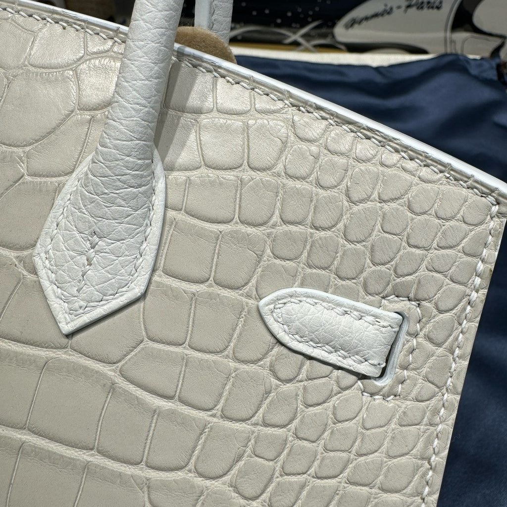 Hermes Limited Edition Birkin 20 Sellier Faubourg White Multicolor Madame, Crocodile, Epsom, Sombrero & Swift Palladium Hardware - 2019