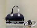 Christian Dior SMALL DIOR VIBE ZIP BOWLING BAG Black and White Smooth Calfskin
