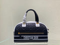 Christian Dior MEDIUM DIOR VIBE CLASSIC BOWLING BAG Blue and White Smooth Calfskin