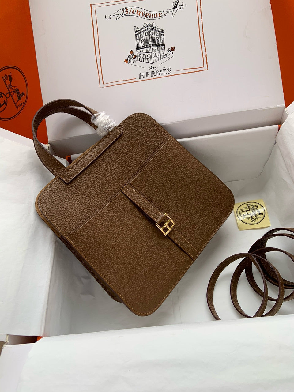 Hermes Halzan 25 Gold Clemence Gold Hardware