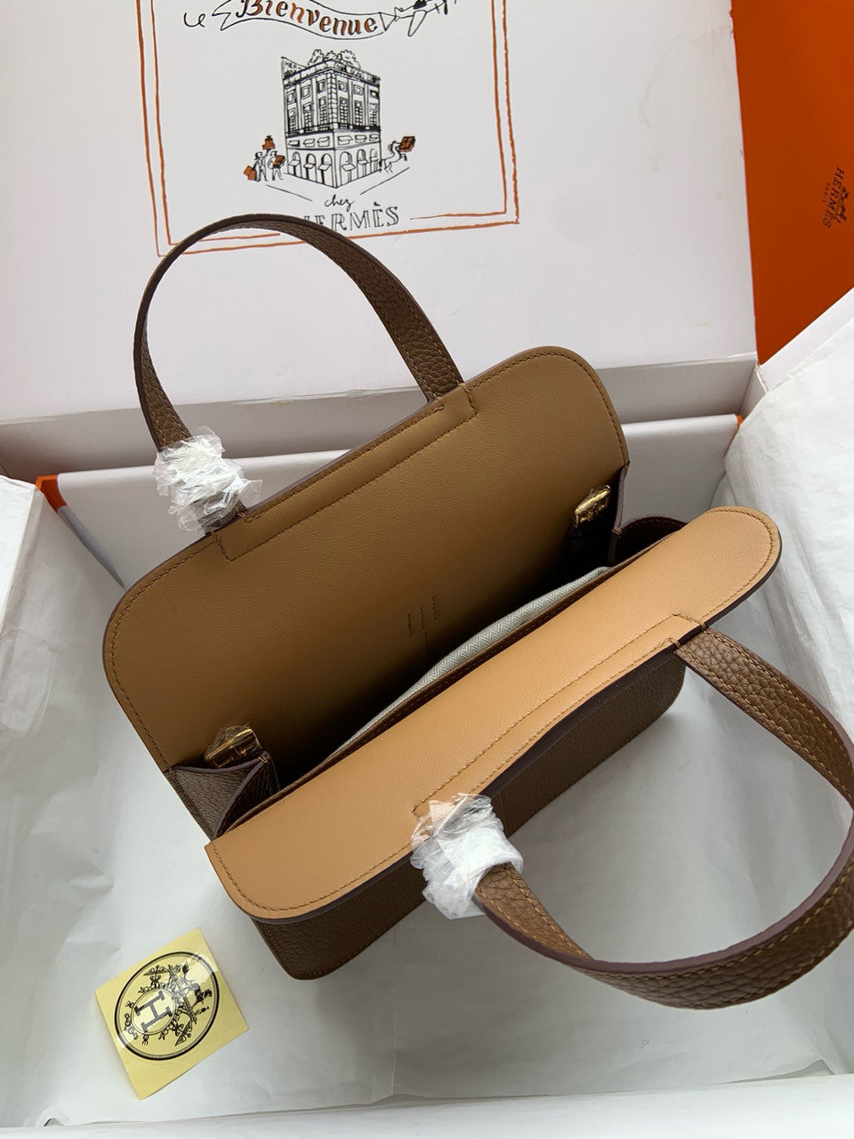 Hermes Halzan 25 Gold Clemence Gold Hardware