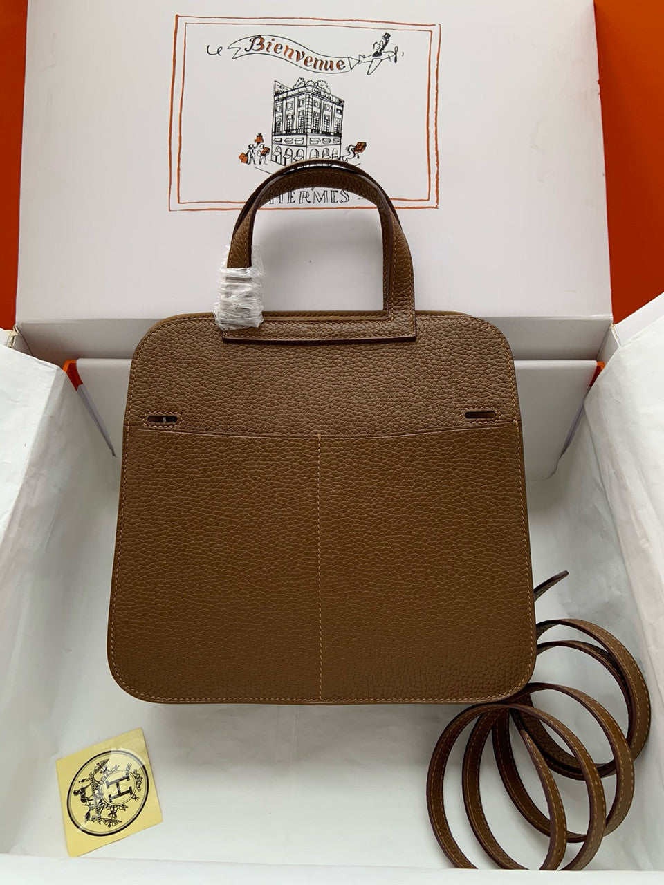 Hermes Halzan 25 Gold Clemence Palladium Hardware