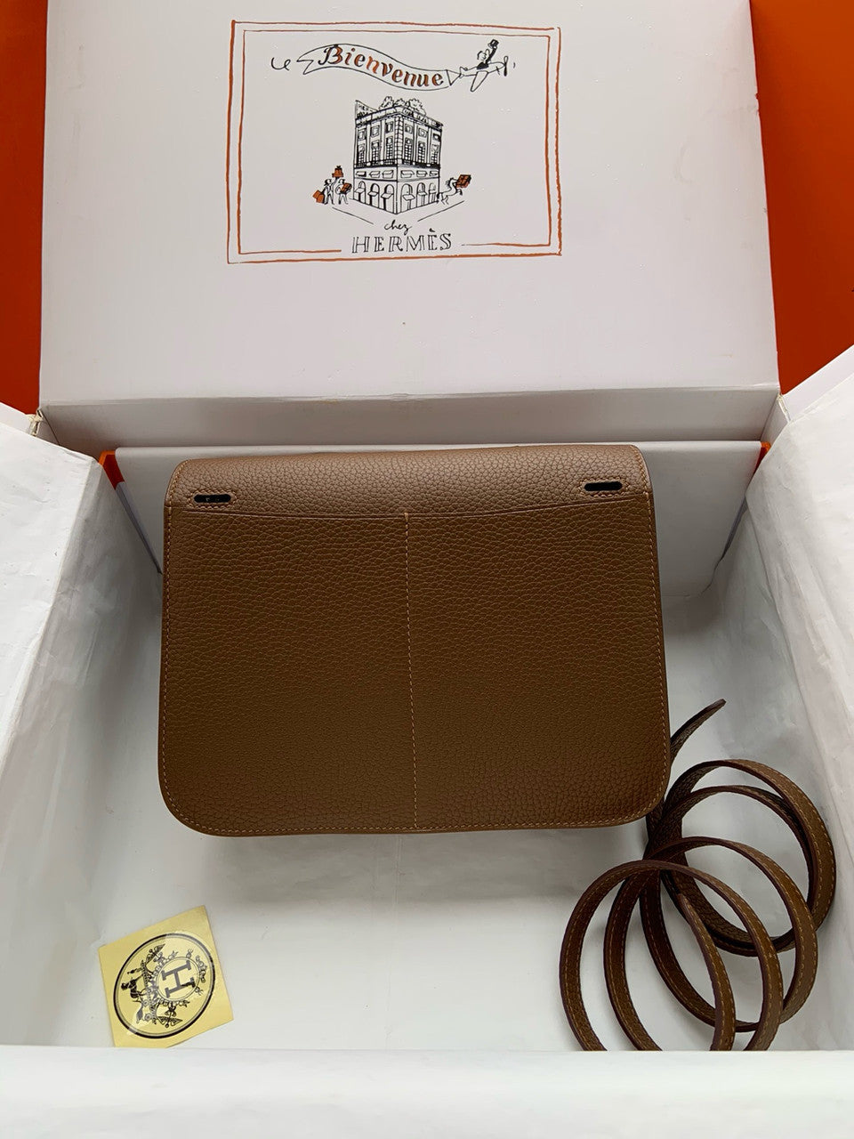 Hermes Halzan 25 Gold Clemence Palladium Hardware