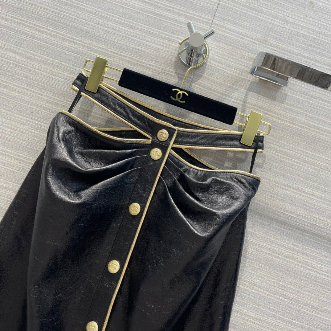 Chanel Spring-Summer 2022 Crumpled Calfskin Skirt