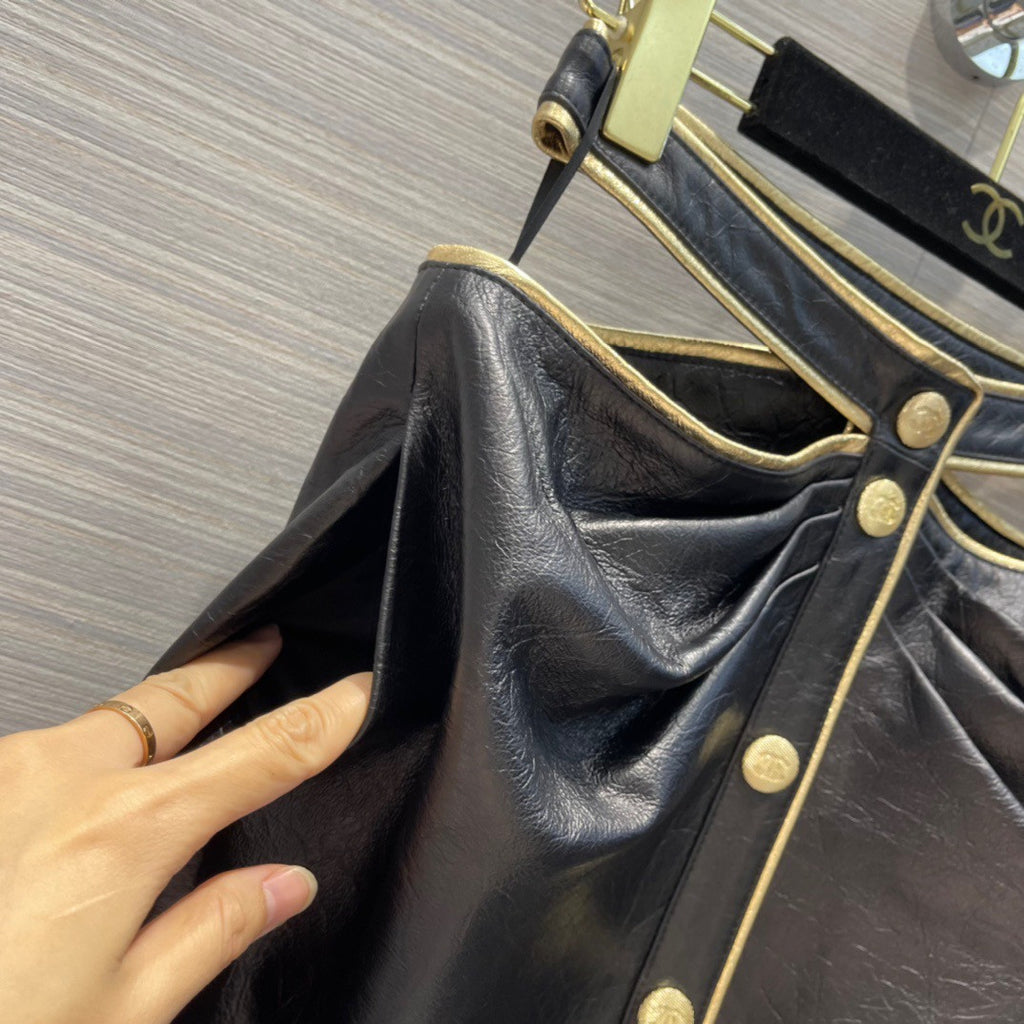 Chanel Spring-Summer 2022 Crumpled Calfskin Skirt