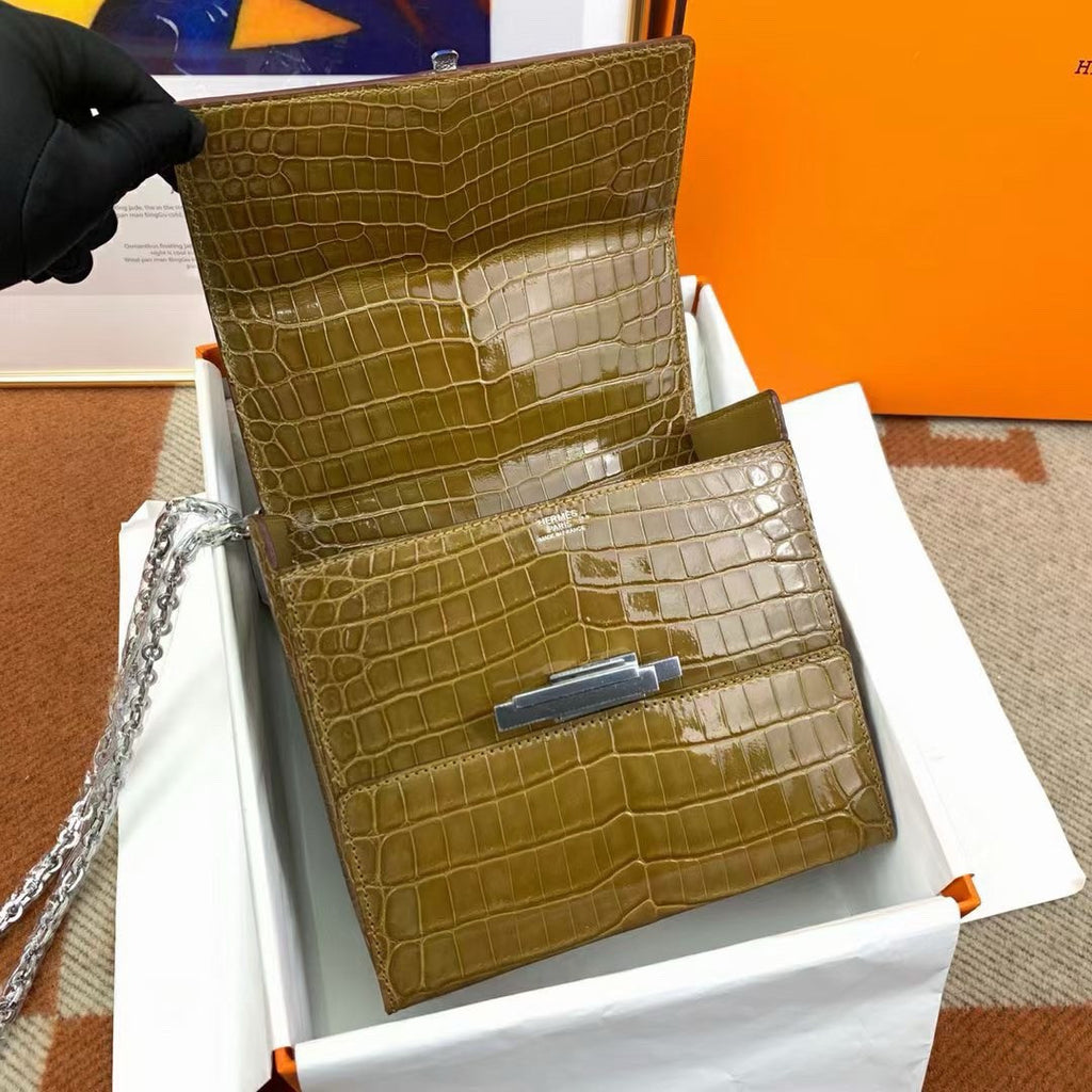 Hermès Shiny Belge Sable Niloticus Mississippiensis Cinhetic Box Bag Hermes