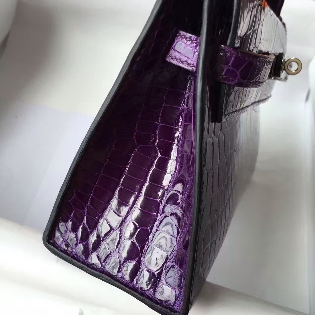 Hermes Violet Mini Kelly Pochette Gator Shine with Palladium Hardware