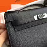 Hermès Black Mini Kelly Pochette Epsom leather Palladium hardware