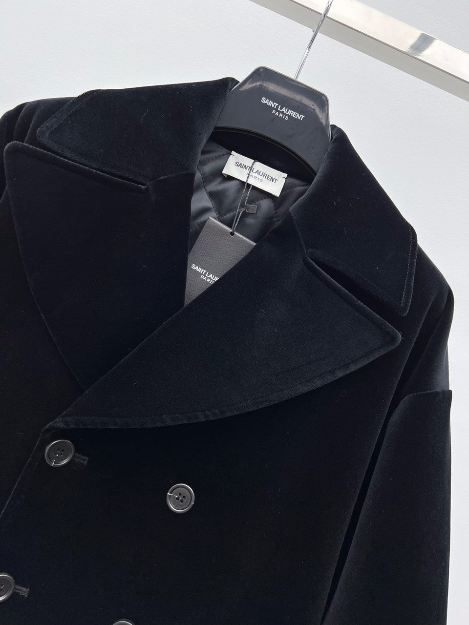 Saint Laurent CASSANDRE PEACOAT IN COTTON VELVET