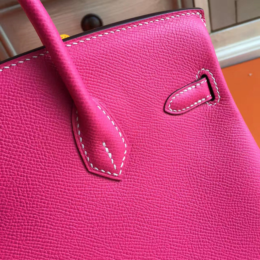 Hermes E5 Rose Tyrien Birkin 25cm Epsom Palladium Hardware(II)