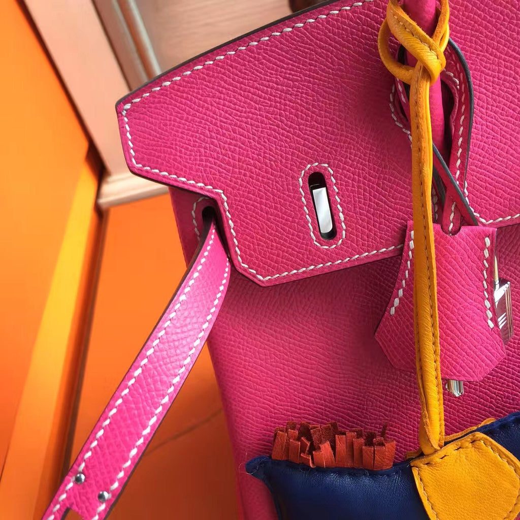 Hermes E5 Rose Tyrien Birkin 25cm Epsom Palladium Hardware(II)