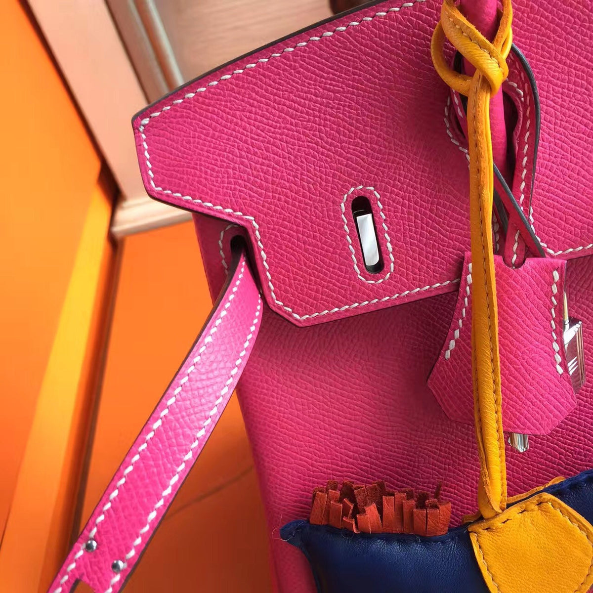 Hermes E5 Rose Tyrien Birkin 25cm Epsom Palladium Hardware(II)