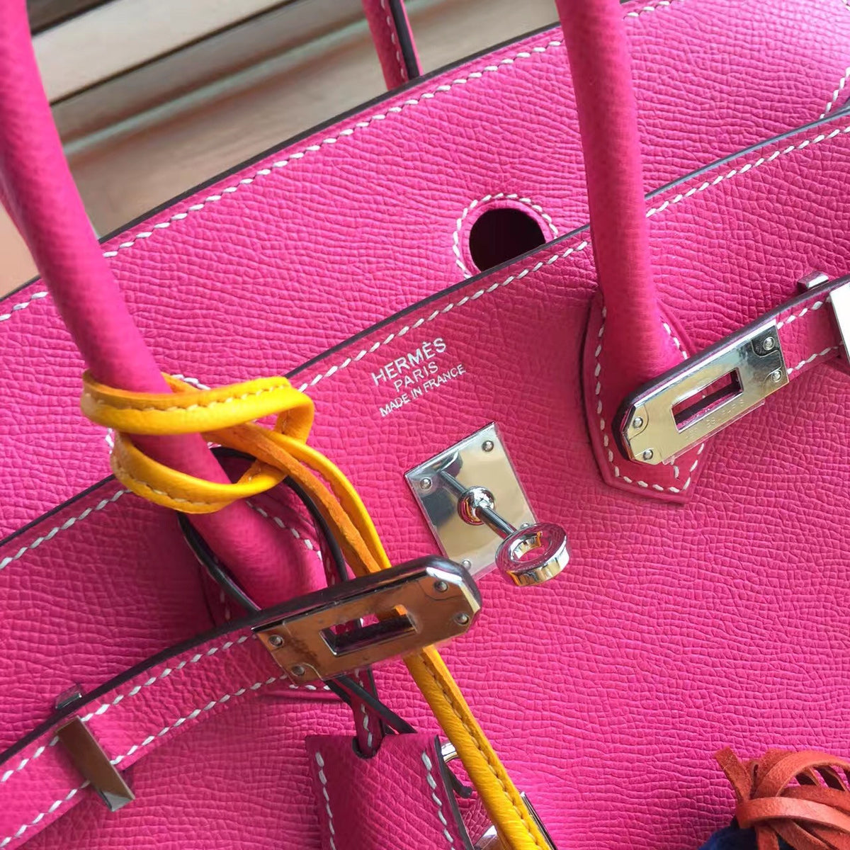 Hermes E5 Rose Tyrien Birkin 25cm Epsom Palladium Hardware(II)