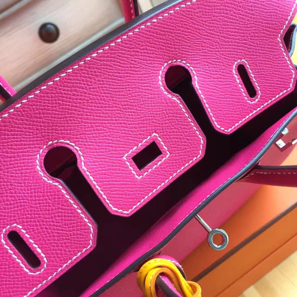Hermes E5 Rose Tyrien Birkin 25cm Epsom Palladium Hardware(II)