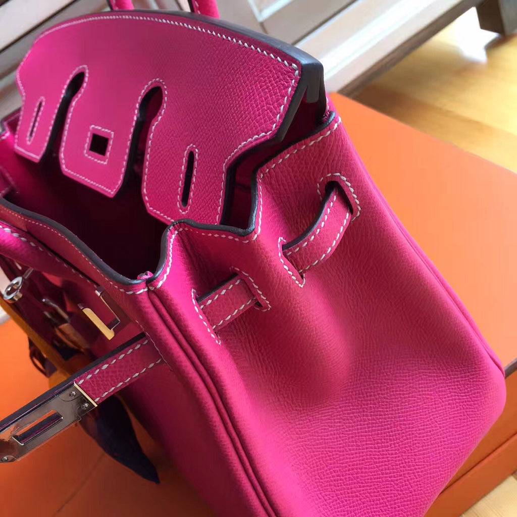 Hermes E5 Rose Tyrien Birkin 25cm Epsom Palladium Hardware(II)