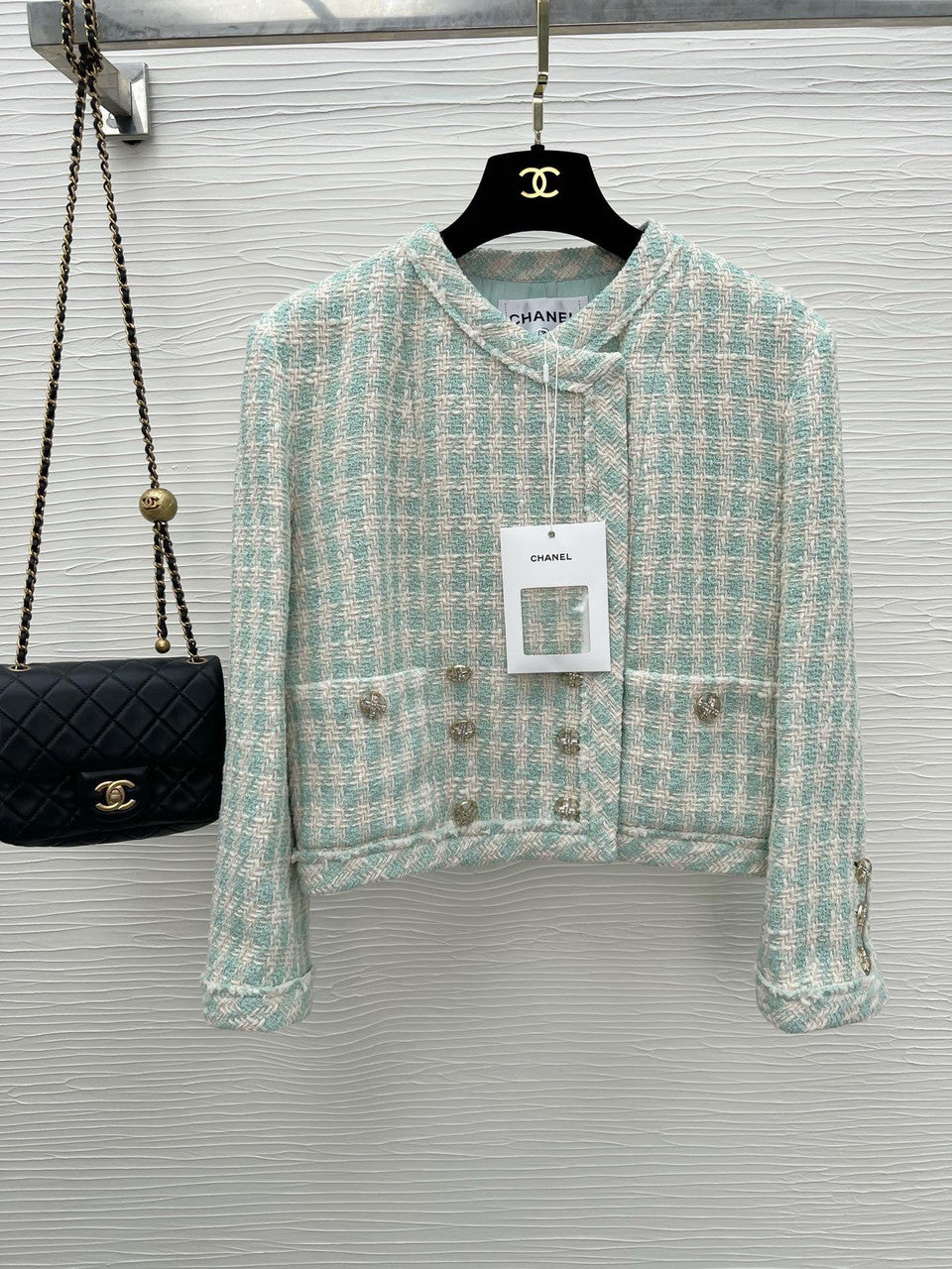 Chanel Light Blue & Ecru Cotton Tweed Jacket SS2023