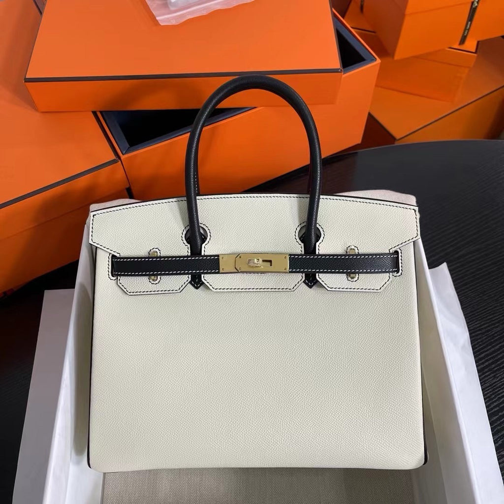 Hermès Special Order Black/White Birkin 30 cm Epsom Leather Gold Hardware
