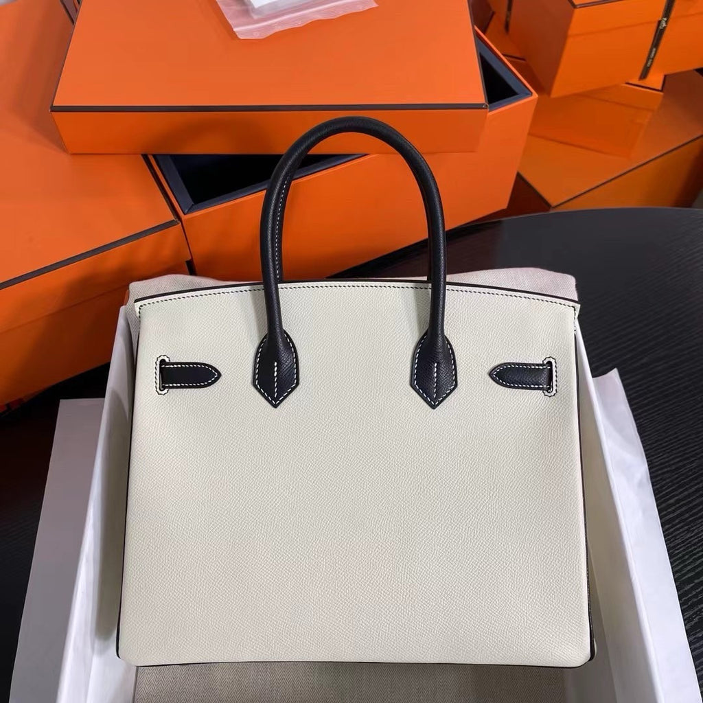 Hermès Special Order Black/White Birkin 30 cm Epsom Leather Gold Hardware