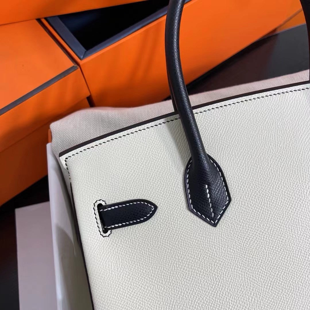 Hermès Special Order Black/White Birkin 30 cm Epsom Leather Gold Hardware