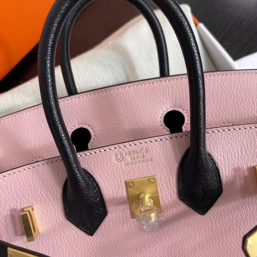 Hermès Special Order Black/Pink Birkin 30 cm Epsom Leather Gold Hardware