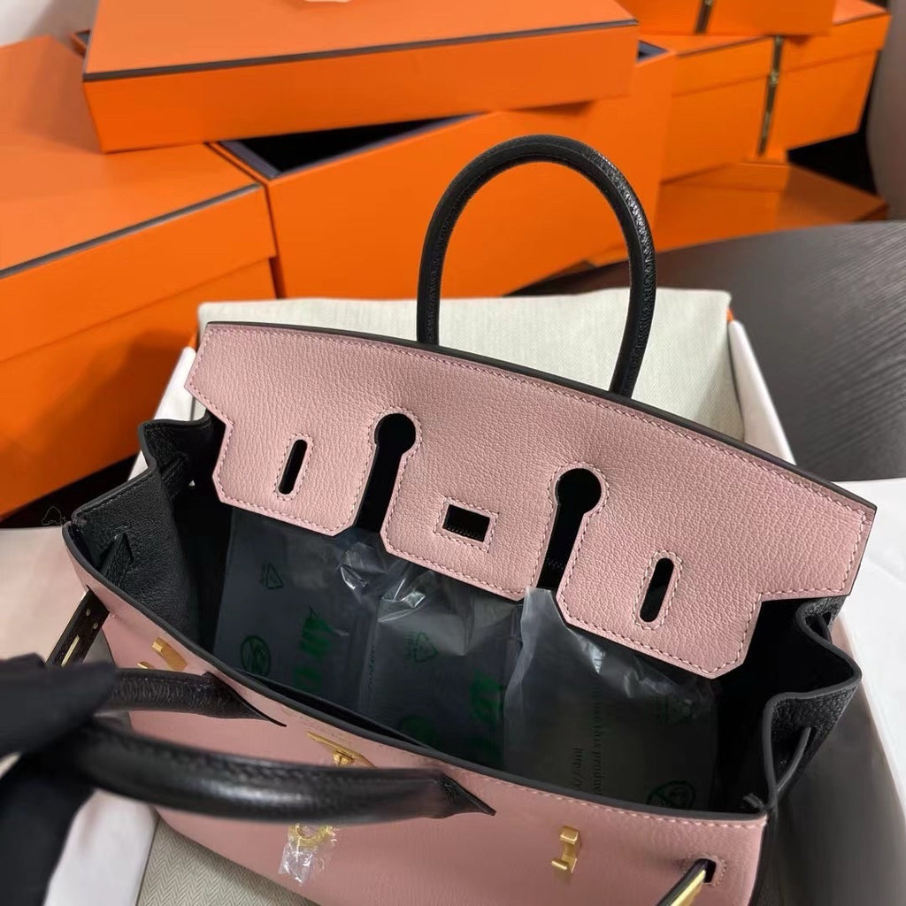 Hermès Special Order Black/Pink Birkin 30 cm Epsom Leather Gold Hardware