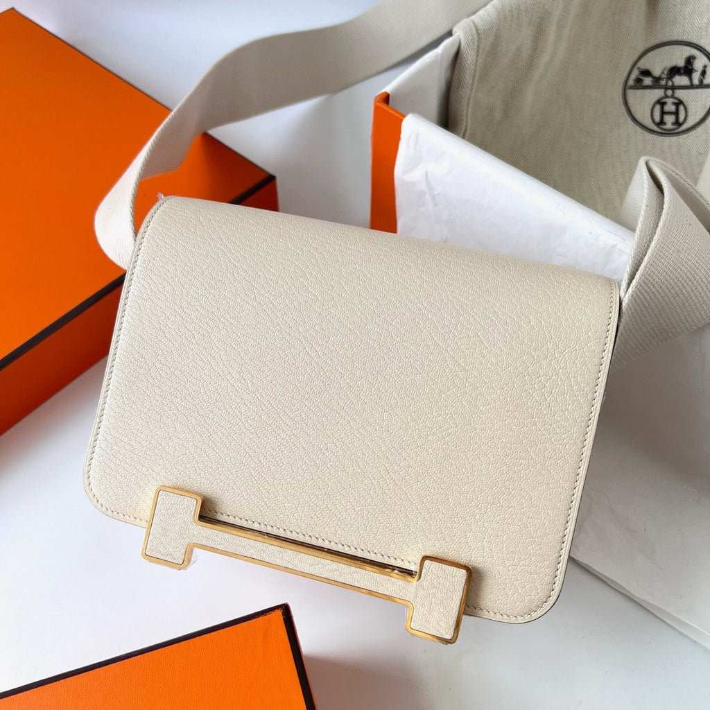 Hermès Geta Craie Chevre Gold Hardware