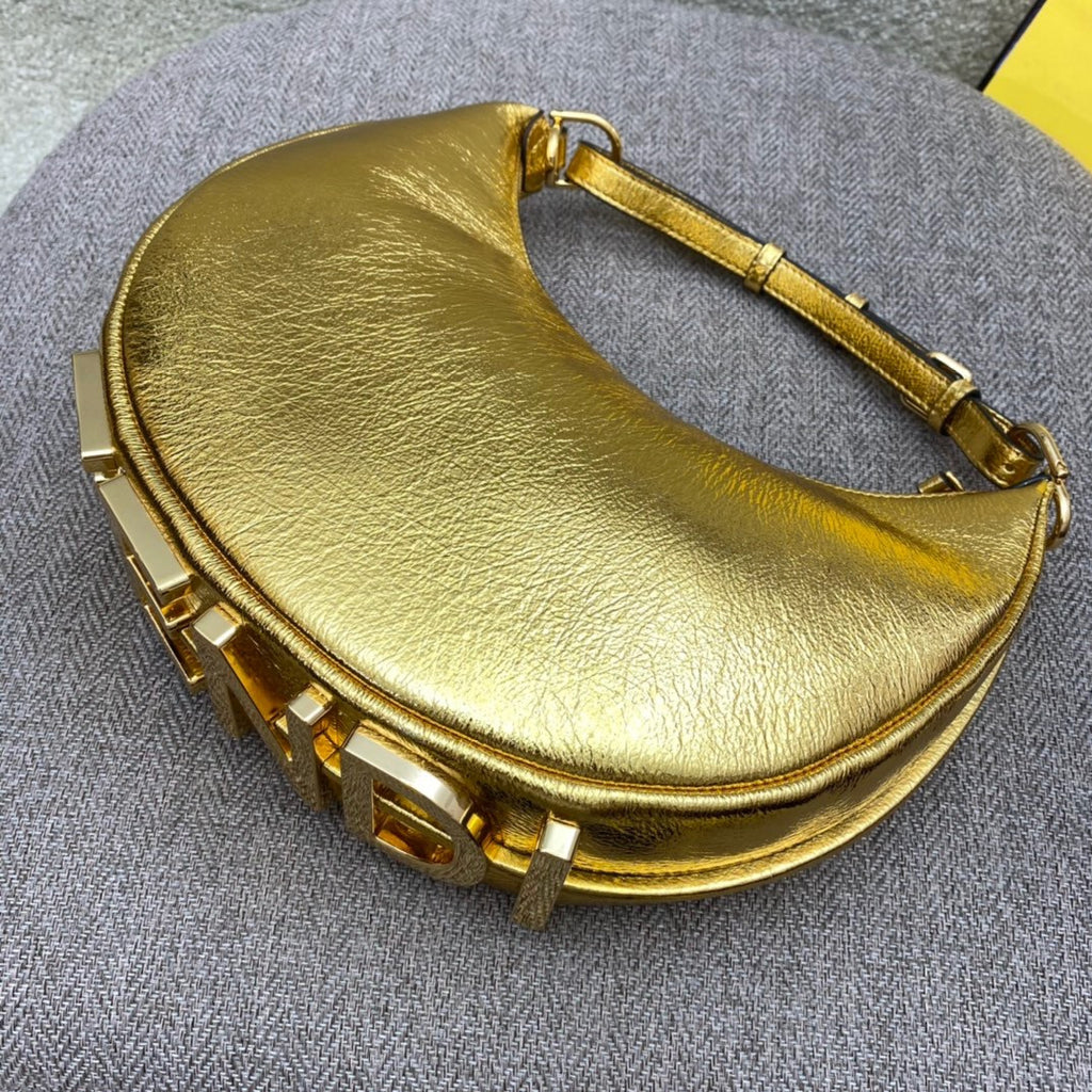 Fendi Fendigraphy Small Gold laminated leather bag