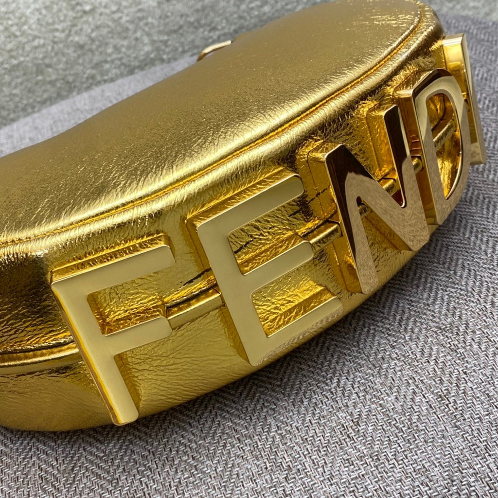 Fendi Fendigraphy Small Gold laminated leather bag