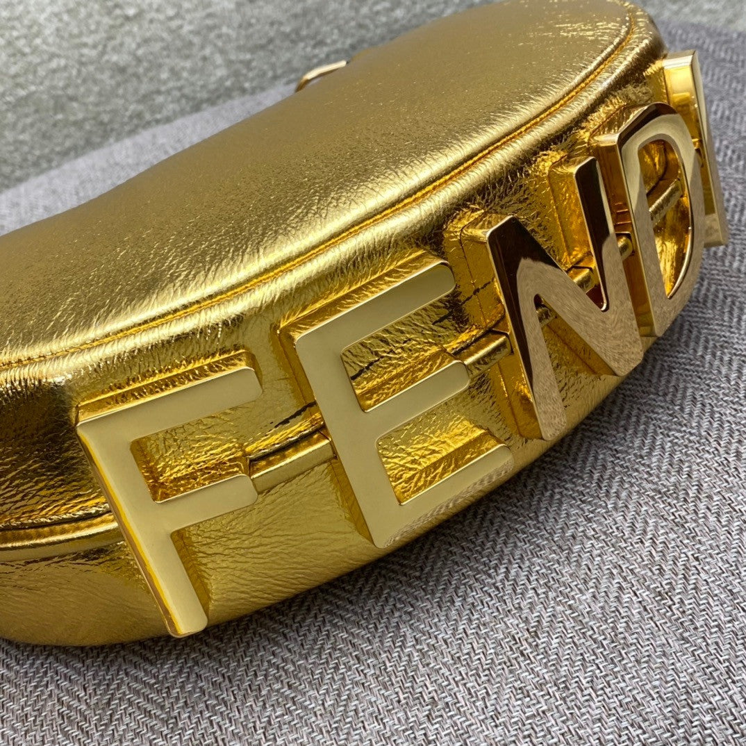 Fendi Fendigraphy Small Gold laminated leather bag