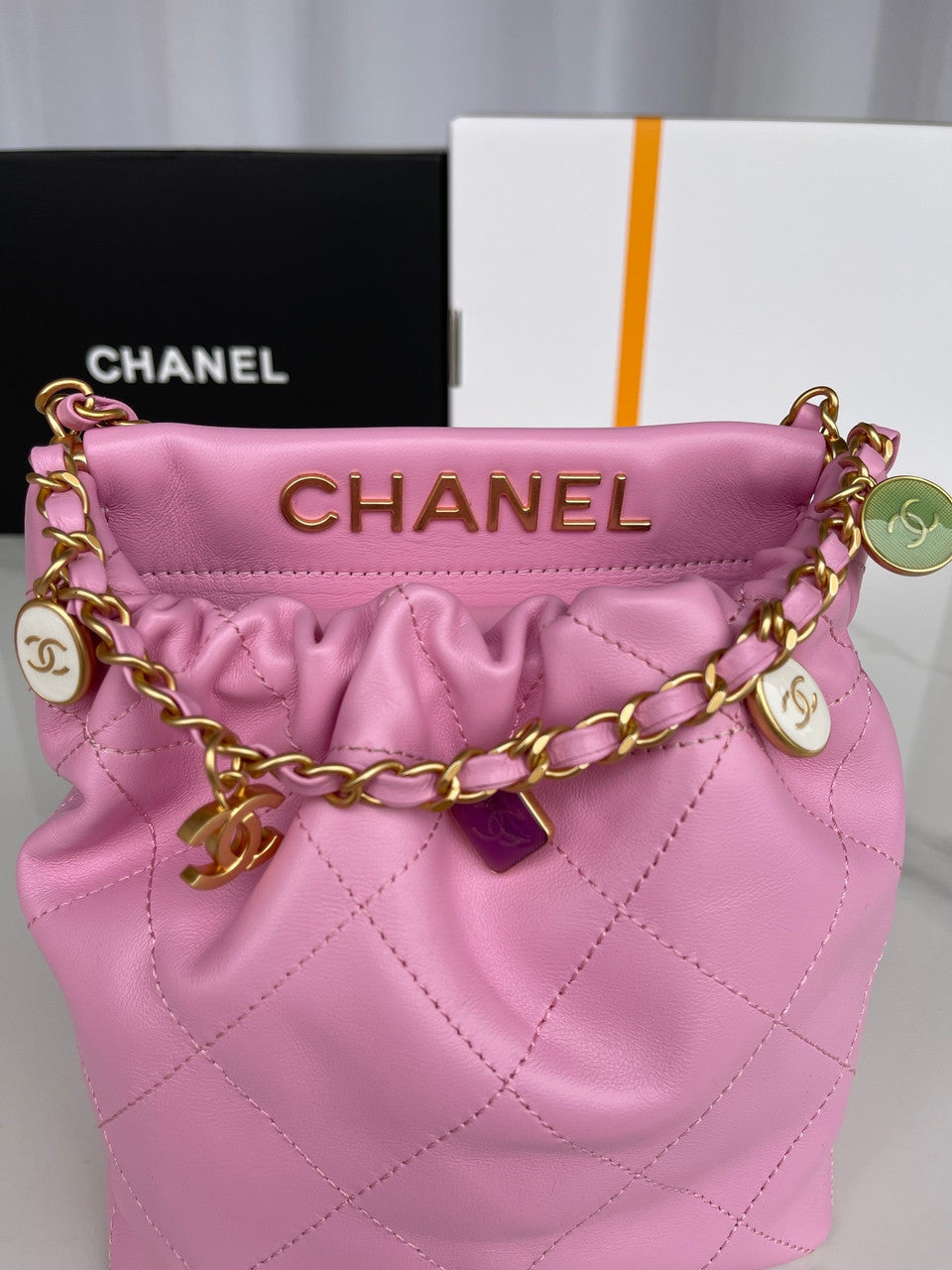 Chanel SS2023 Pre-Collection SMALL BUCKET BAG PINK