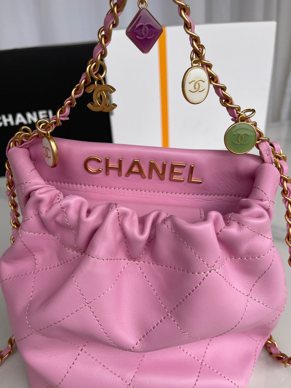 Chanel SS2023 Pre-Collection SMALL BUCKET BAG PINK