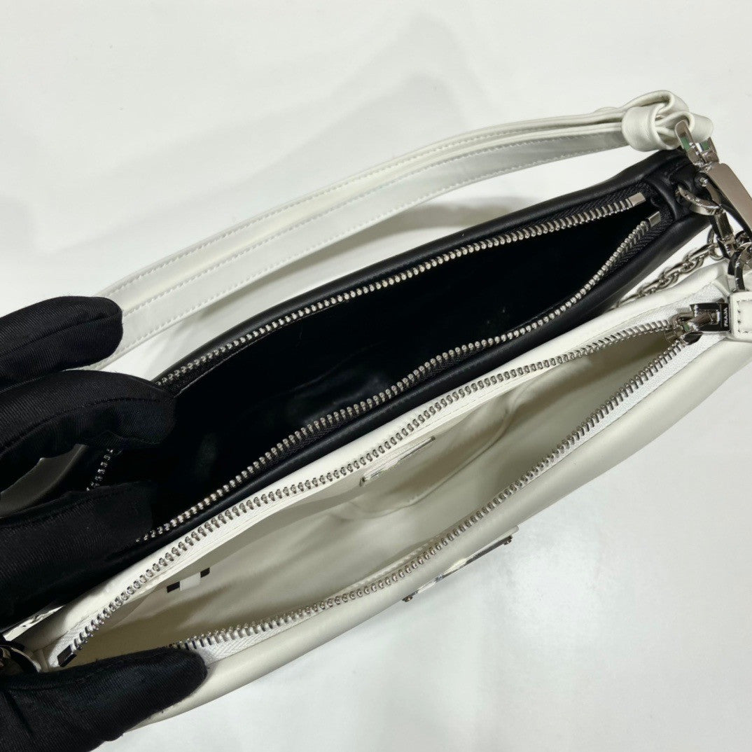 Prada Triangle leather shoulder bag White/Black