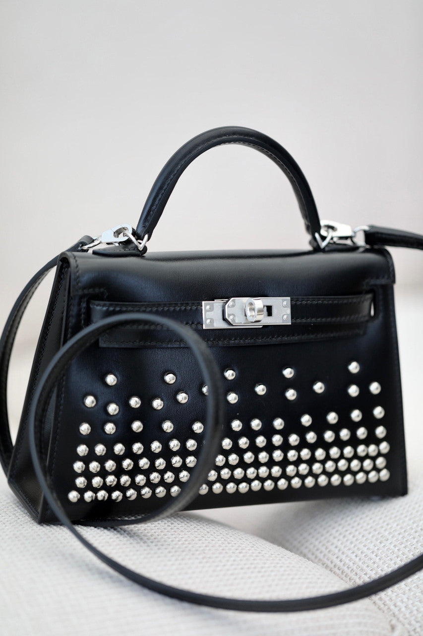 Hermès Kelly Sellier 20 Clouté Black Box Palladium Hardware