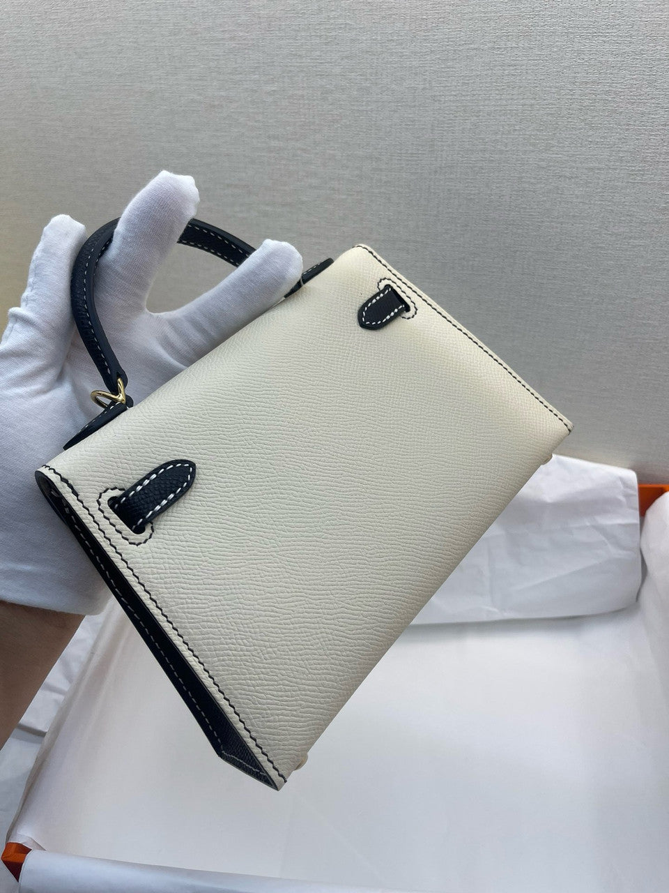 Hermes Special Order Black/Craie Mini Kelly 20 cm Epsom Gold Hardware