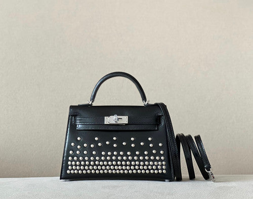 Hermès Kelly Sellier 20 Clouté Black Box Palladium Hardware
