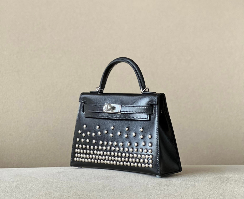 Hermès Kelly Sellier 20 Clouté Black Box Palladium Hardware