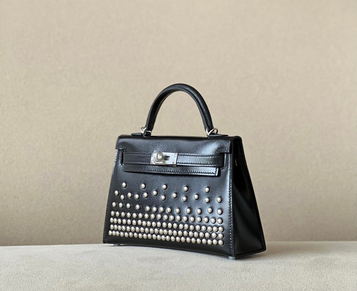 Hermès Kelly Sellier 20 Clouté Black Box Palladium Hardware