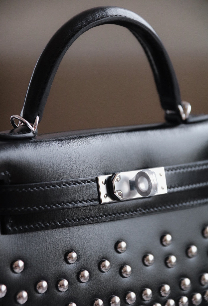 Hermès Kelly Sellier 20 Clouté Black Box Palladium Hardware