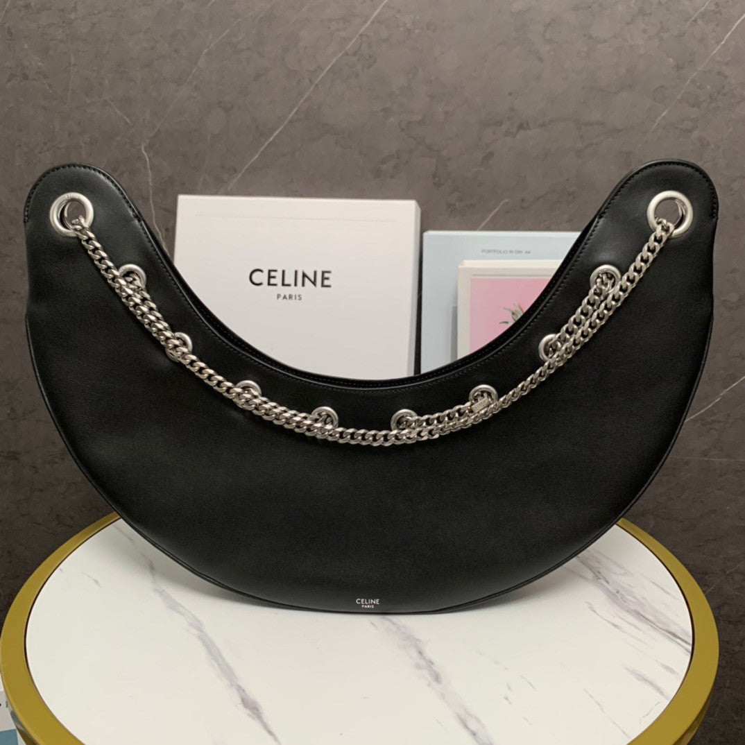CELINE LARGE AVA CHAIN IN SMOOTH CALFSKIN BLACK