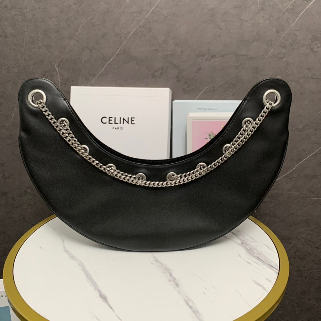 CELINE LARGE AVA CHAIN IN SMOOTH CALFSKIN BLACK