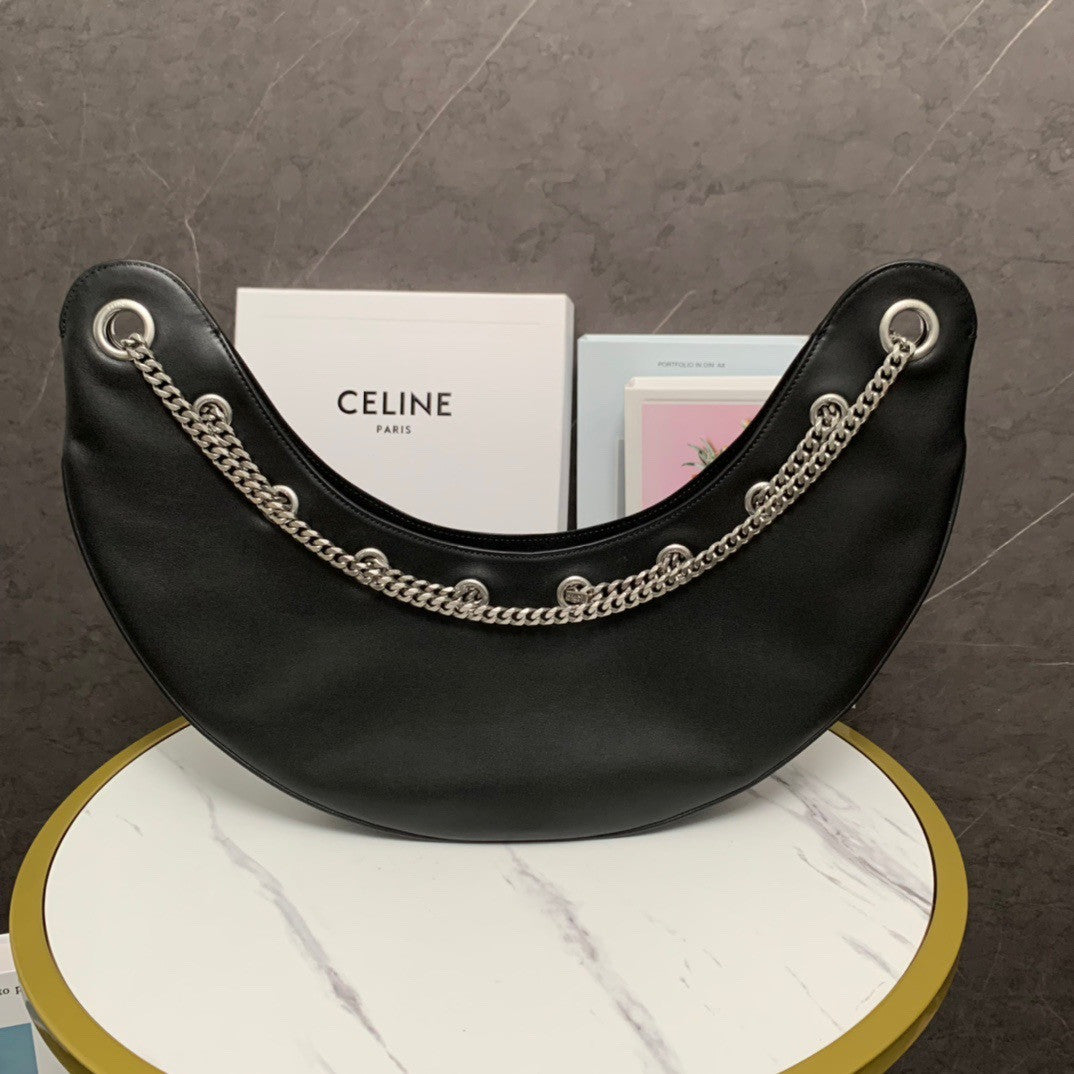 CELINE LARGE AVA CHAIN IN SMOOTH CALFSKIN BLACK