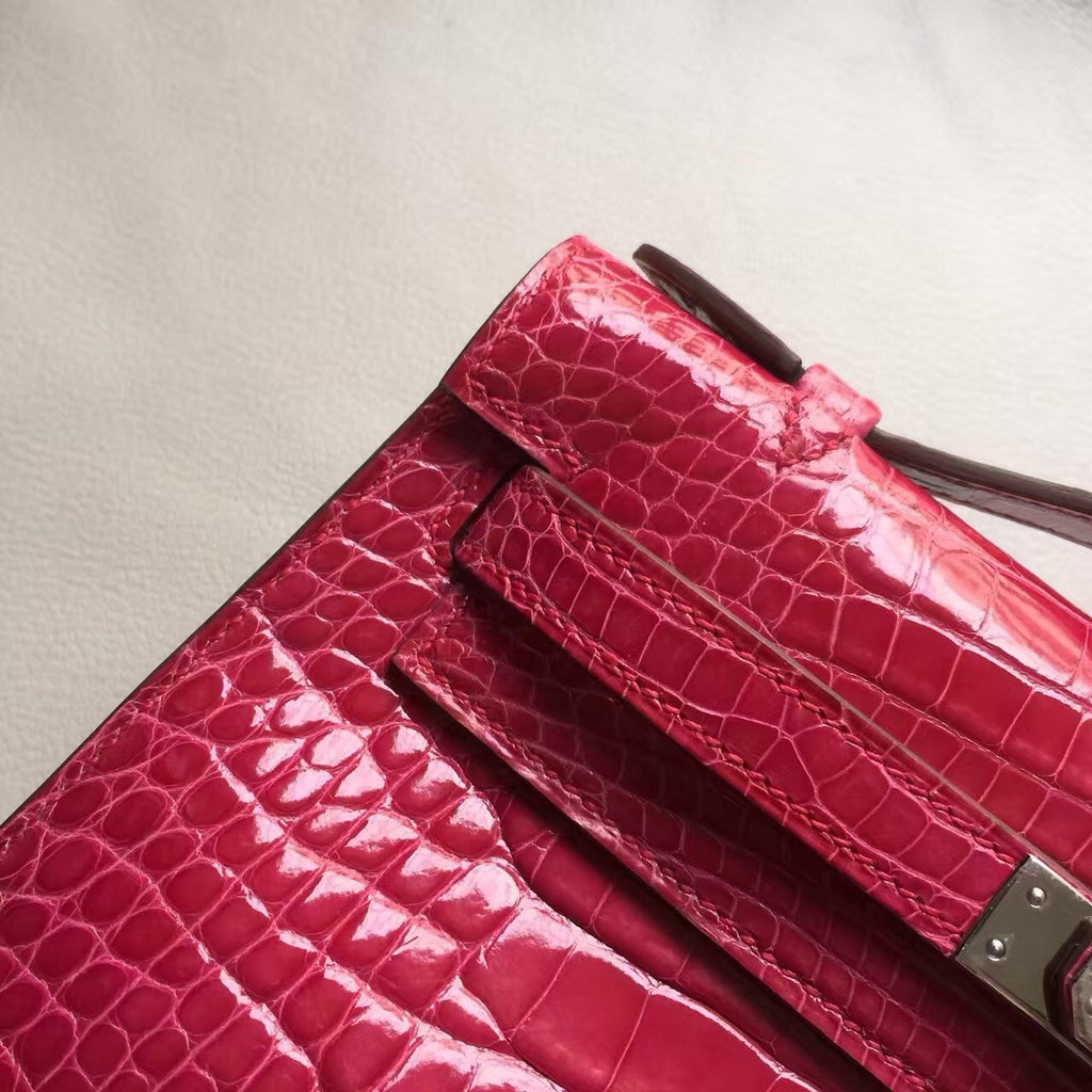 Hermes Braise Mini Kelly Pochette Gator Shine with Palladium Hardware