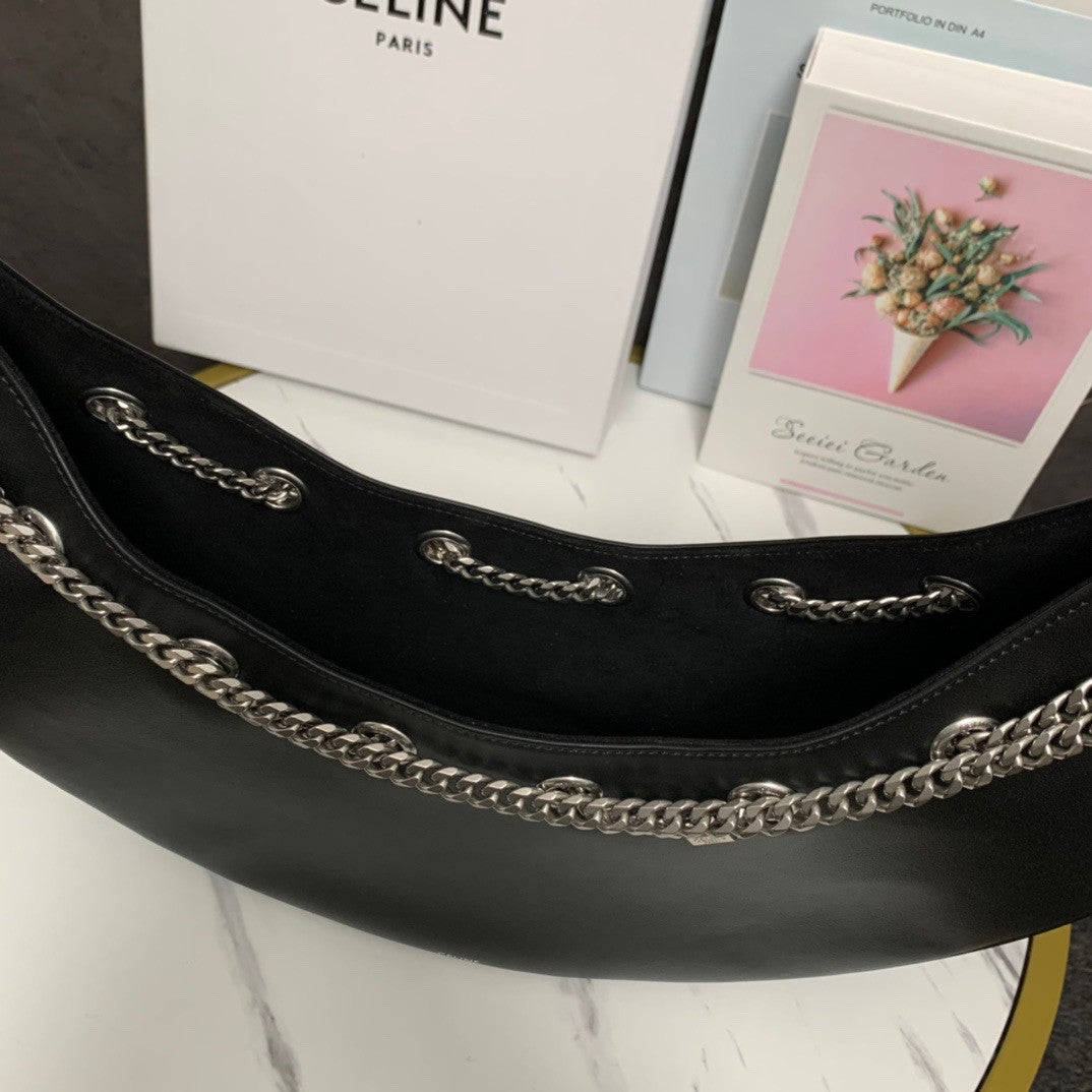 CELINE LARGE AVA CHAIN IN SMOOTH CALFSKIN BLACK