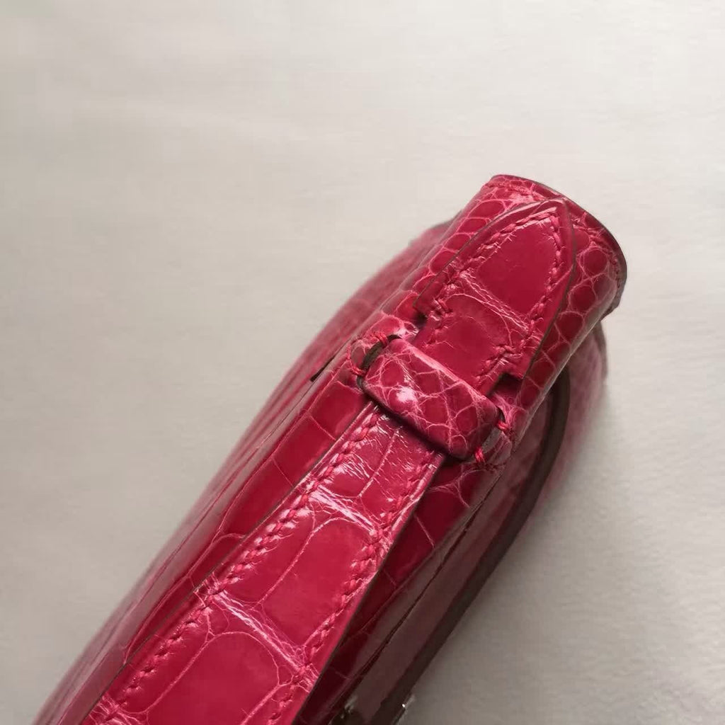 Hermes Braise Mini Kelly Pochette Gator Shine with Palladium Hardware